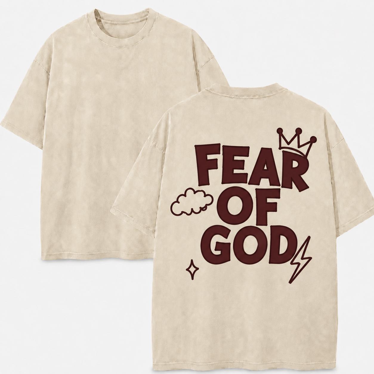 Fear of God Washed T-Shirt - Vintage Wash Unisex Tee, Christian Faith Graphic Tshirt