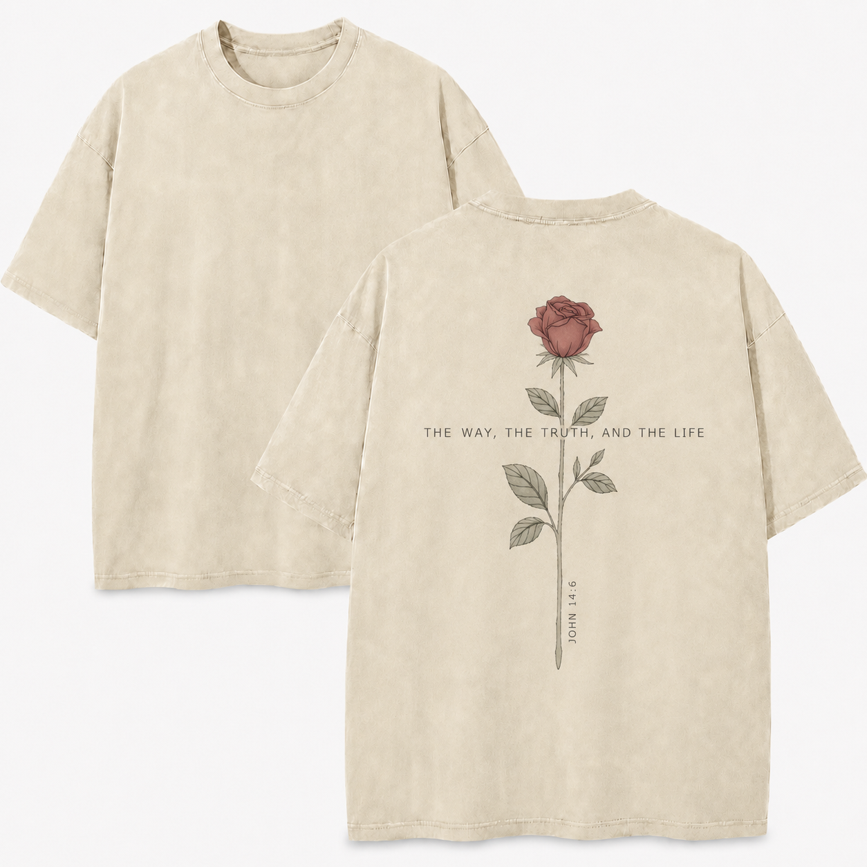 The Way, The Truth, The Life Washed T-Shirt - Vintage Wash Unisex Tee, Christian Faith Graphic Tshirt