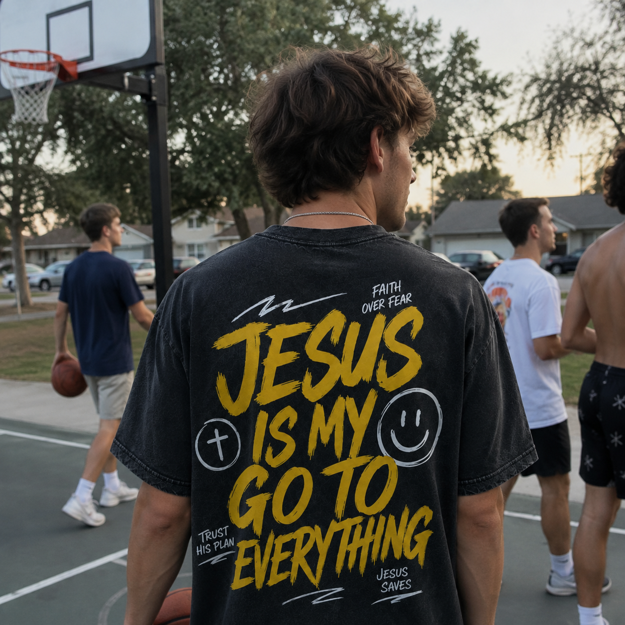 Holy Fries Washed T-Shirt - Vintage Wash Unisex Tee, Christian Faith Graphic Tshirt