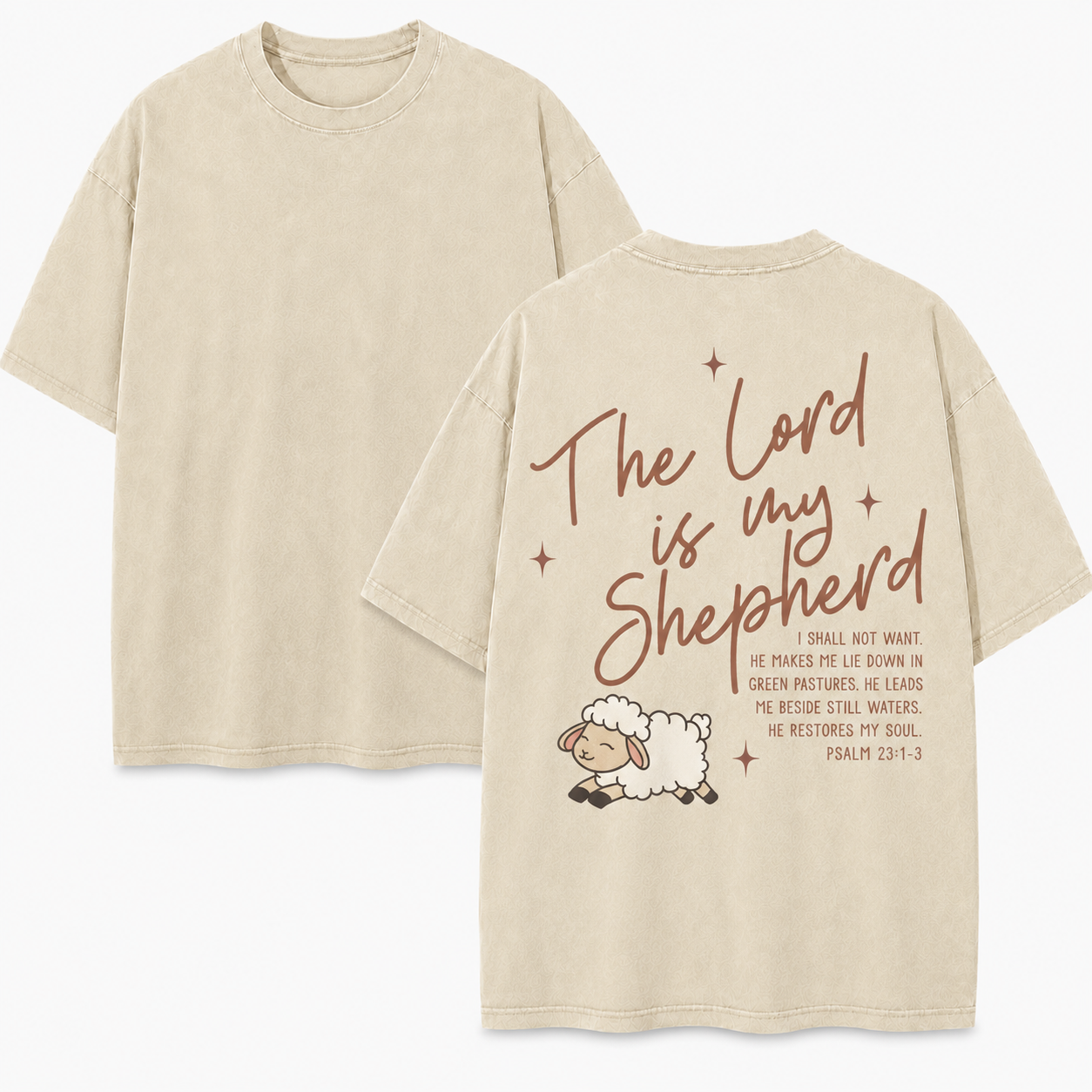 The Lord is My Shepherd Washed T-Shirt - Vintage Wash Unisex Tee, Christian Faith Graphic Tshirt