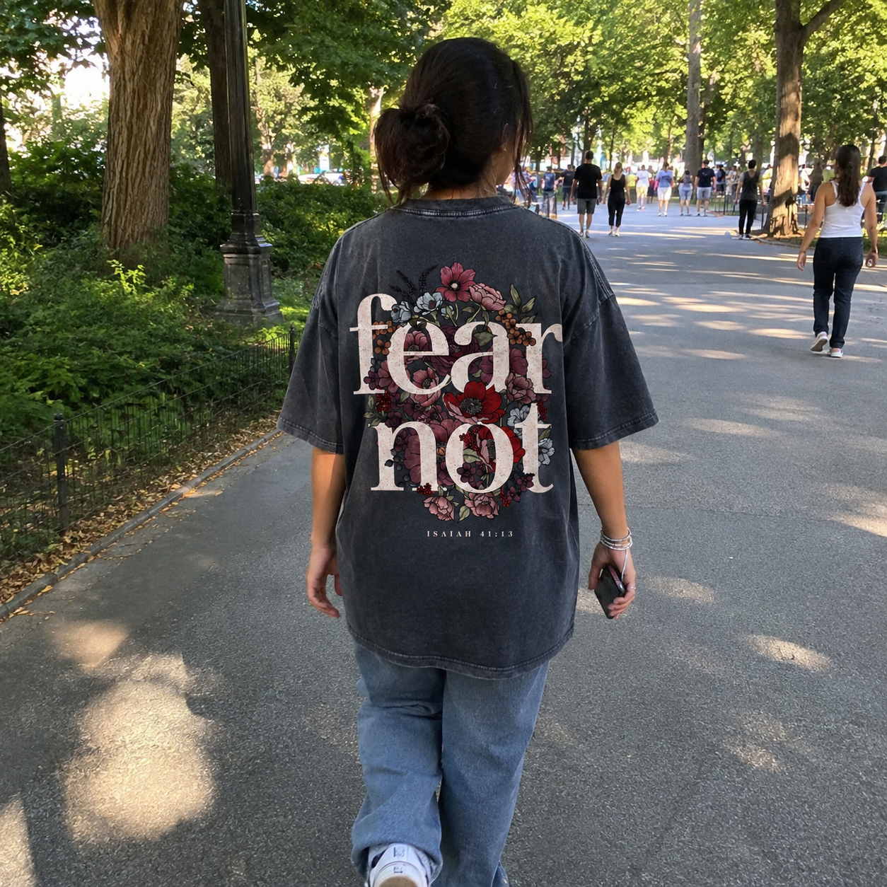 Fear Not Washed T-Shirt - Vintage Wash Unisex Tee, Christian Faith Graphic Tshirt