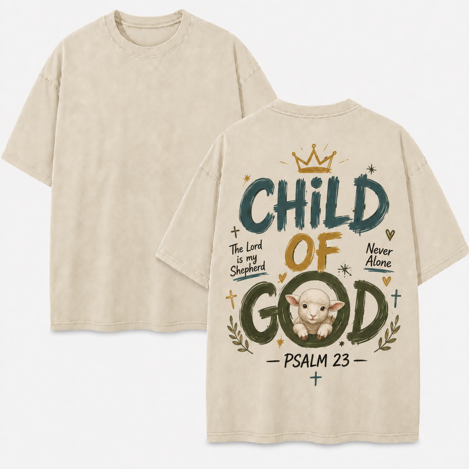 Child of God Sand Washed T-Shirt - Vintage Wash Unisex Tee, Christian Faith Graphic Tshirt