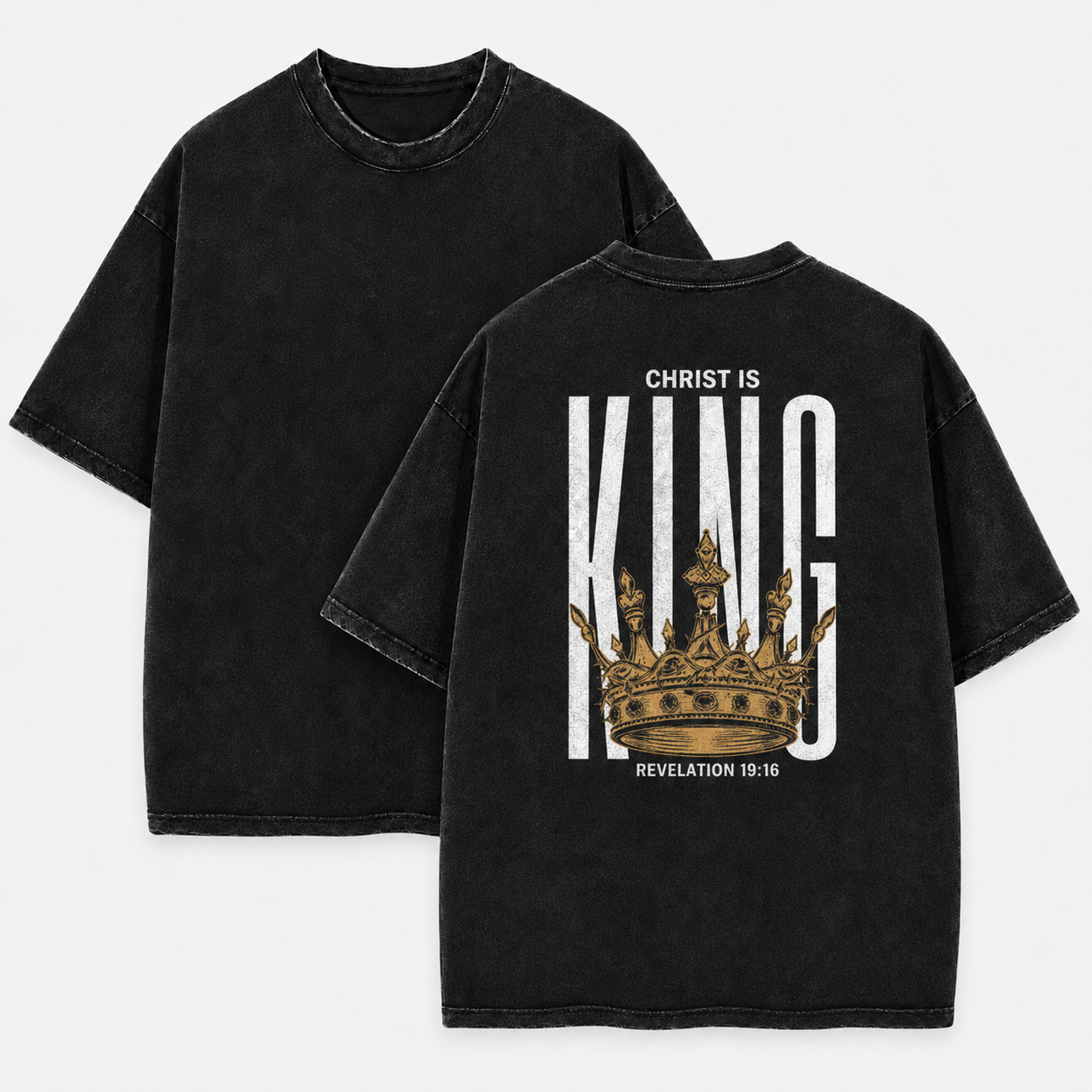 Christ is King Revelation Washed T-Shirt - Vintage Wash Unisex Tee, Christian Faith Graphic Tshirt