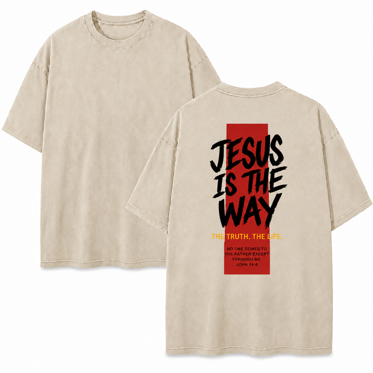 Jesus is the Way Sand Washed T-Shirt - Vintage Wash Unisex Tee, Christian Faith Graphic Tshirt