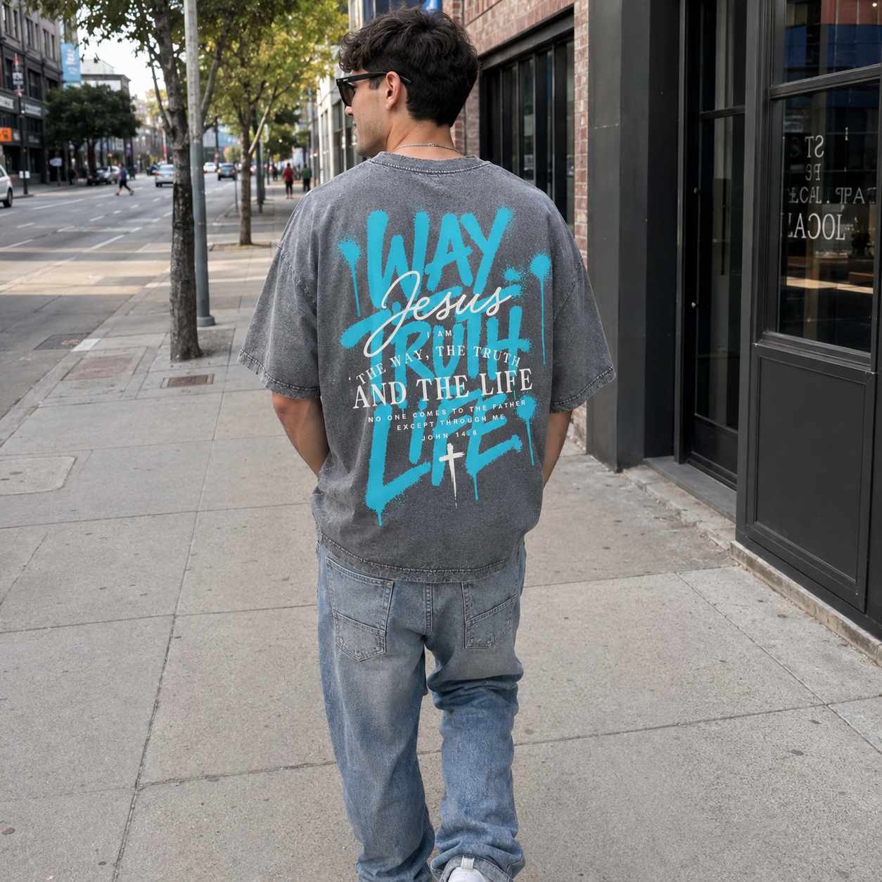 Half Hood, Half Holy Washed T-Shirt - Vintage Wash Unisex Tee, Christian Faith Graphic Tshirt
