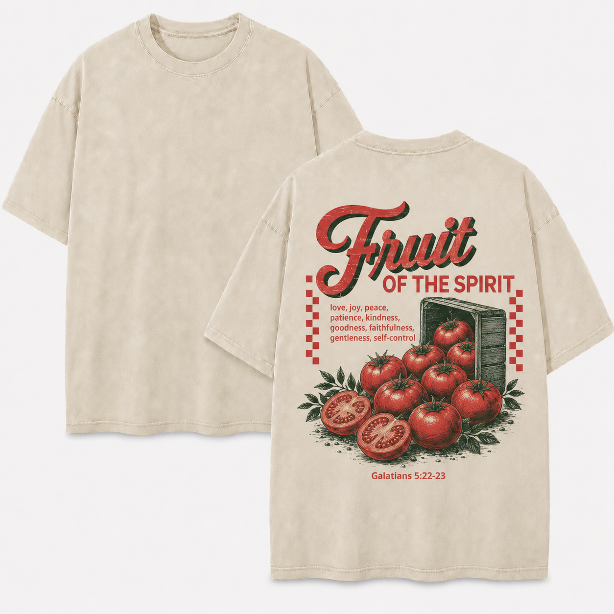 Fruit of the Spirit Washed T-Shirt - Vintage Wash Unisex Tee, Christian Faith Graphic Tshirt