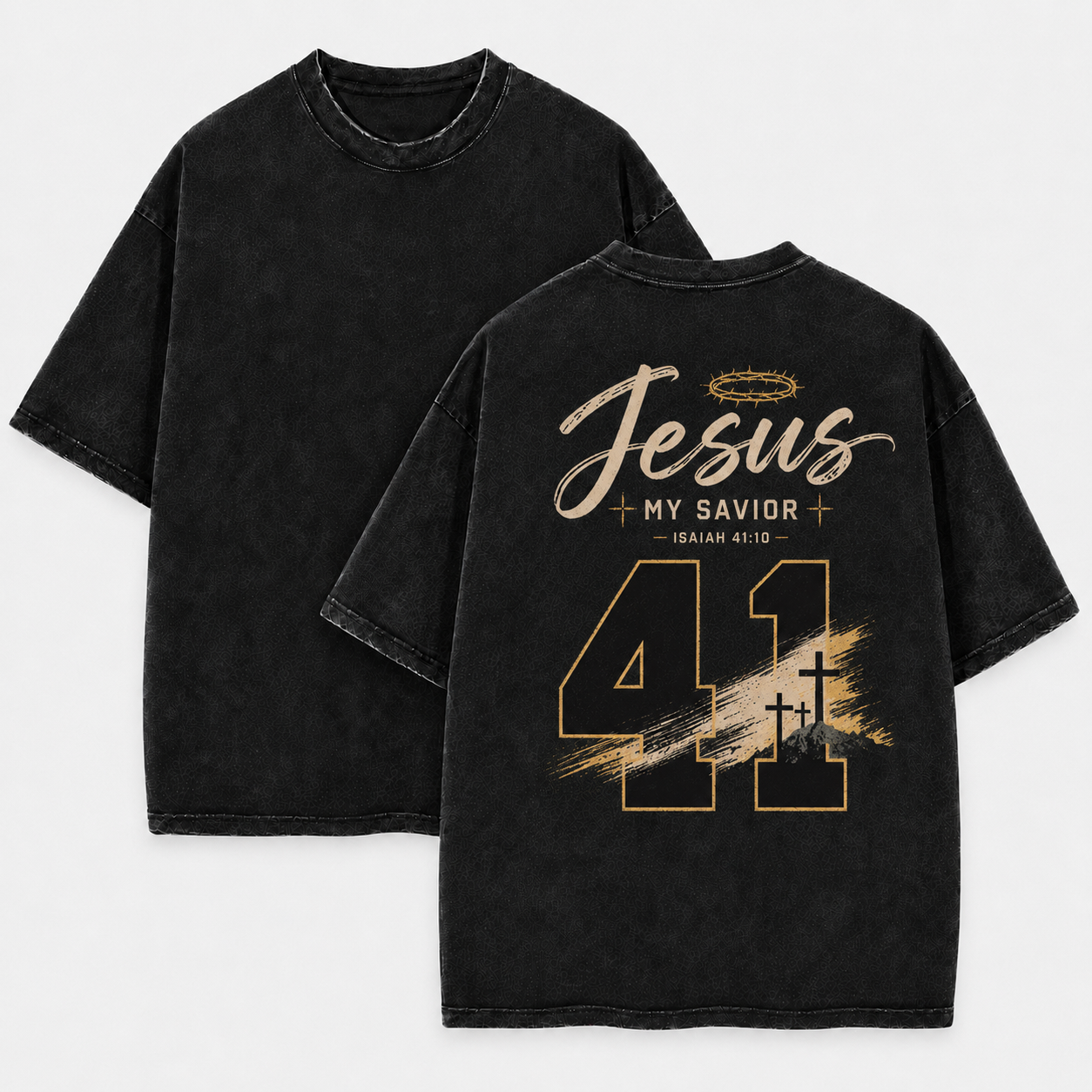 Jesus My Savior Washed T-Shirt - Vintage Wash Unisex Tee, Christian Faith Graphic Tshirt