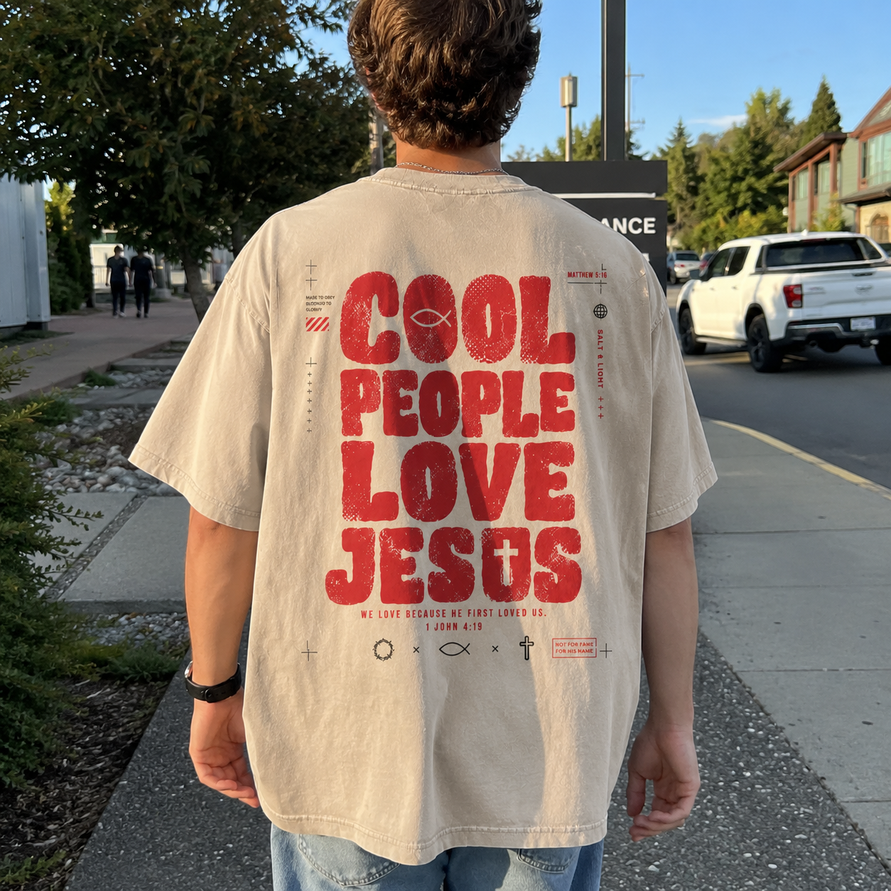 Jesus The Good Shepherd Washed T-Shirt - Vintage Wash Unisex Tee, Christian Faith Graphic Tshirt