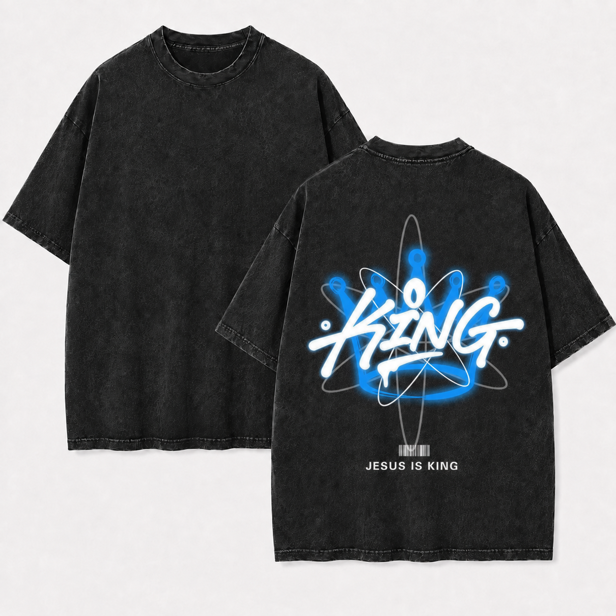 Jesus is King Crown T-Shirt - Vintage Wash Unisex Tee, Christian Faith Graphic Tshirt