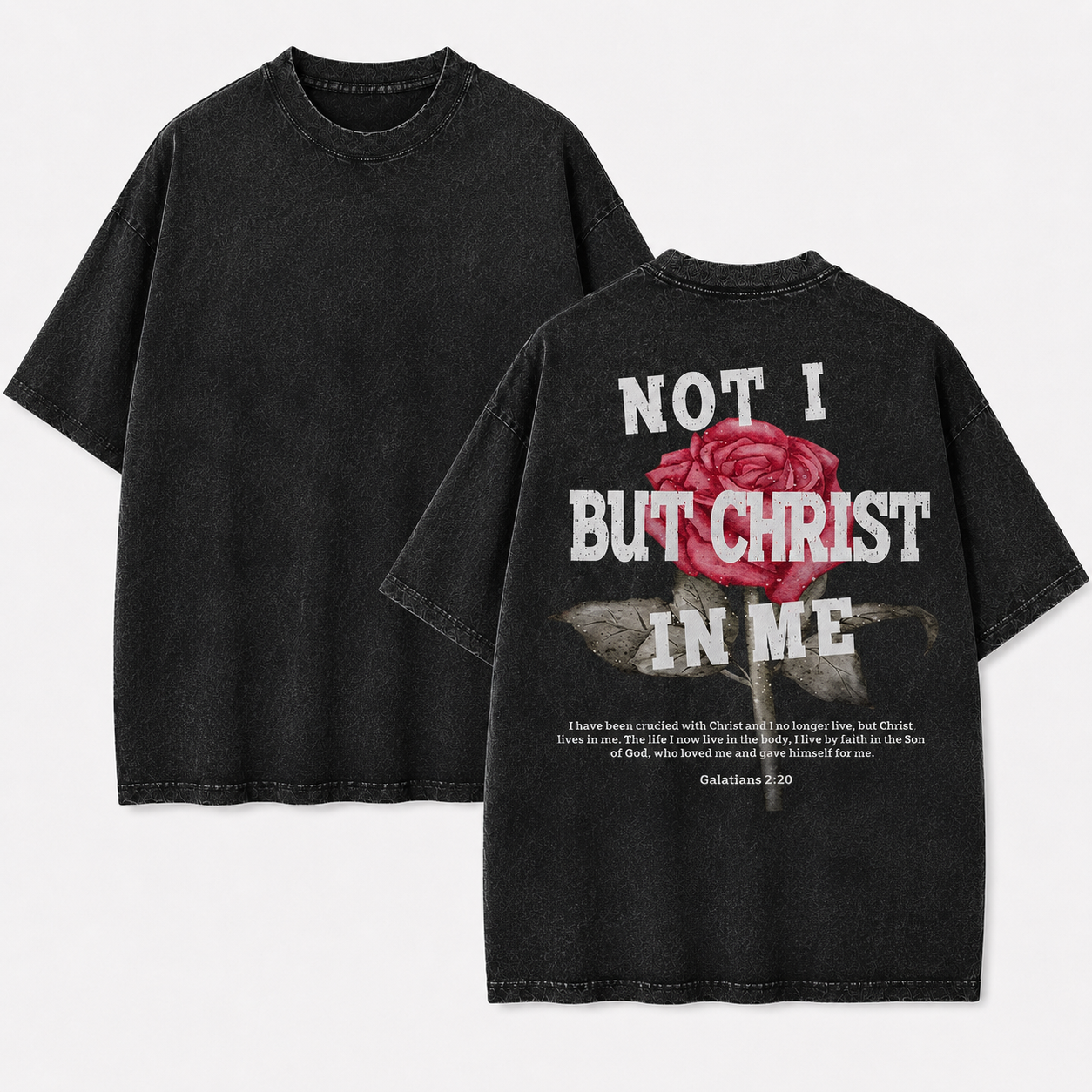 Not I But Christ In Me T-Shirt - Vintage Wash Unisex Tee, Christian Faith Graphic Tshirt