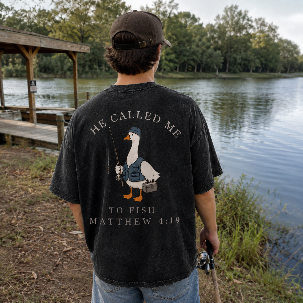 He Called Me To Fish T-Shirt - Vintage Wash Unisex Tee, Christian Faith Graphic Tshirt