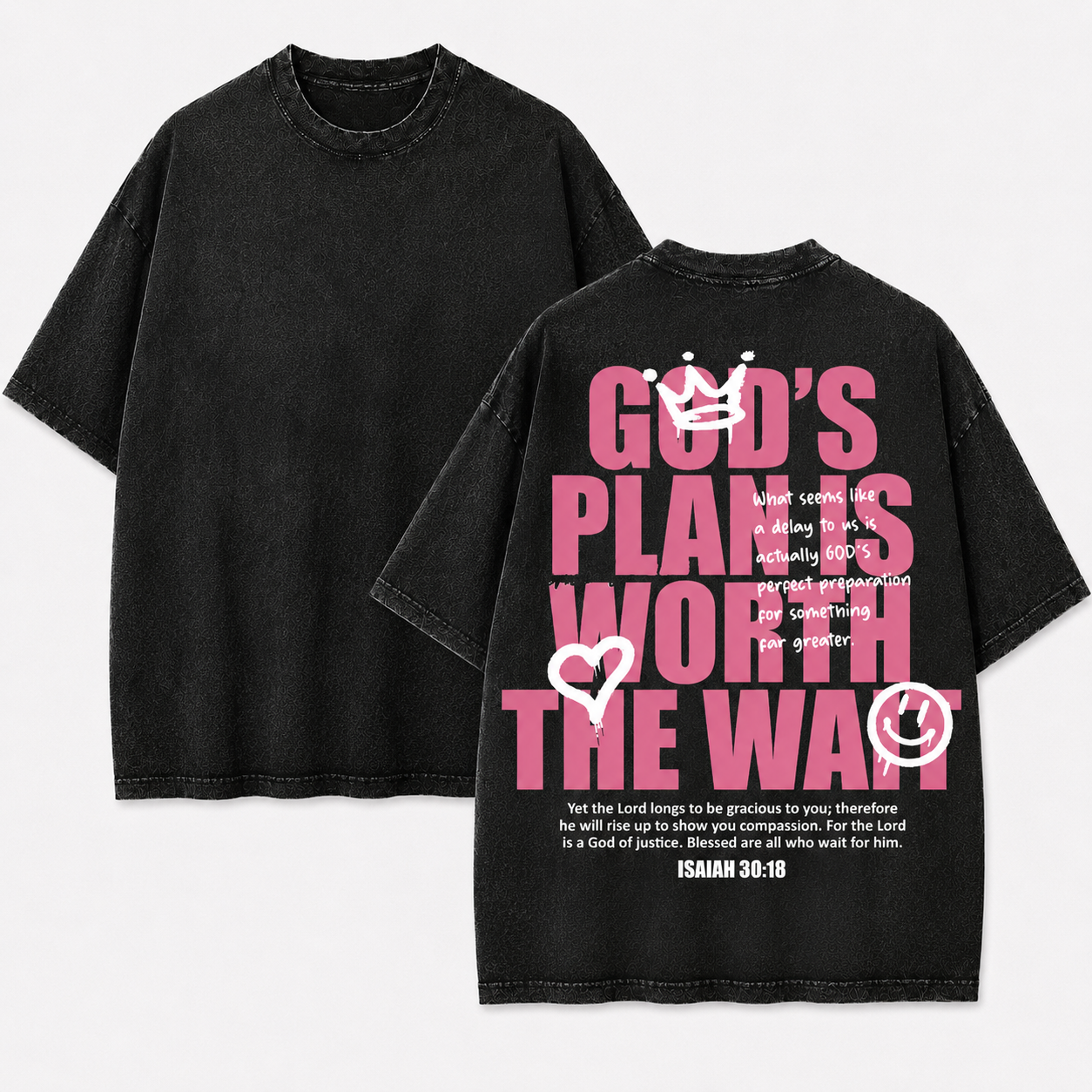 God's Plan Is Worth The Waith T-Shirt - Vintage Wash Unisex Tee, Christian Faith Graphic Tshirt