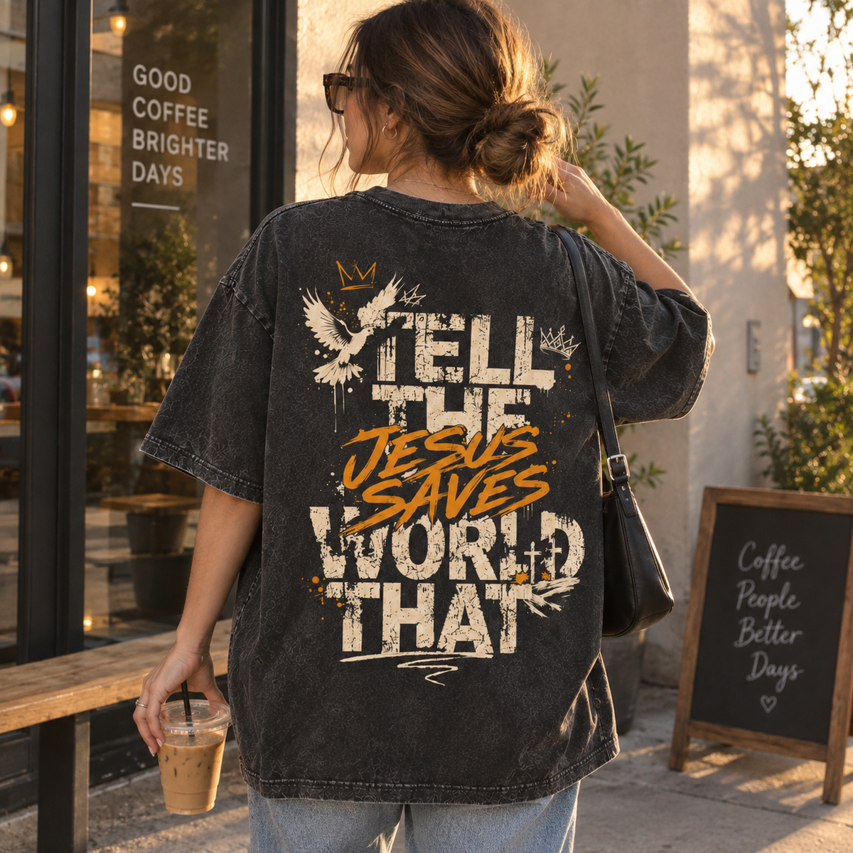 Tell The World That Jesus Saves T-Shirt - Vintage Wash Unisex Tee, Christian Faith Graphic Tshirt
