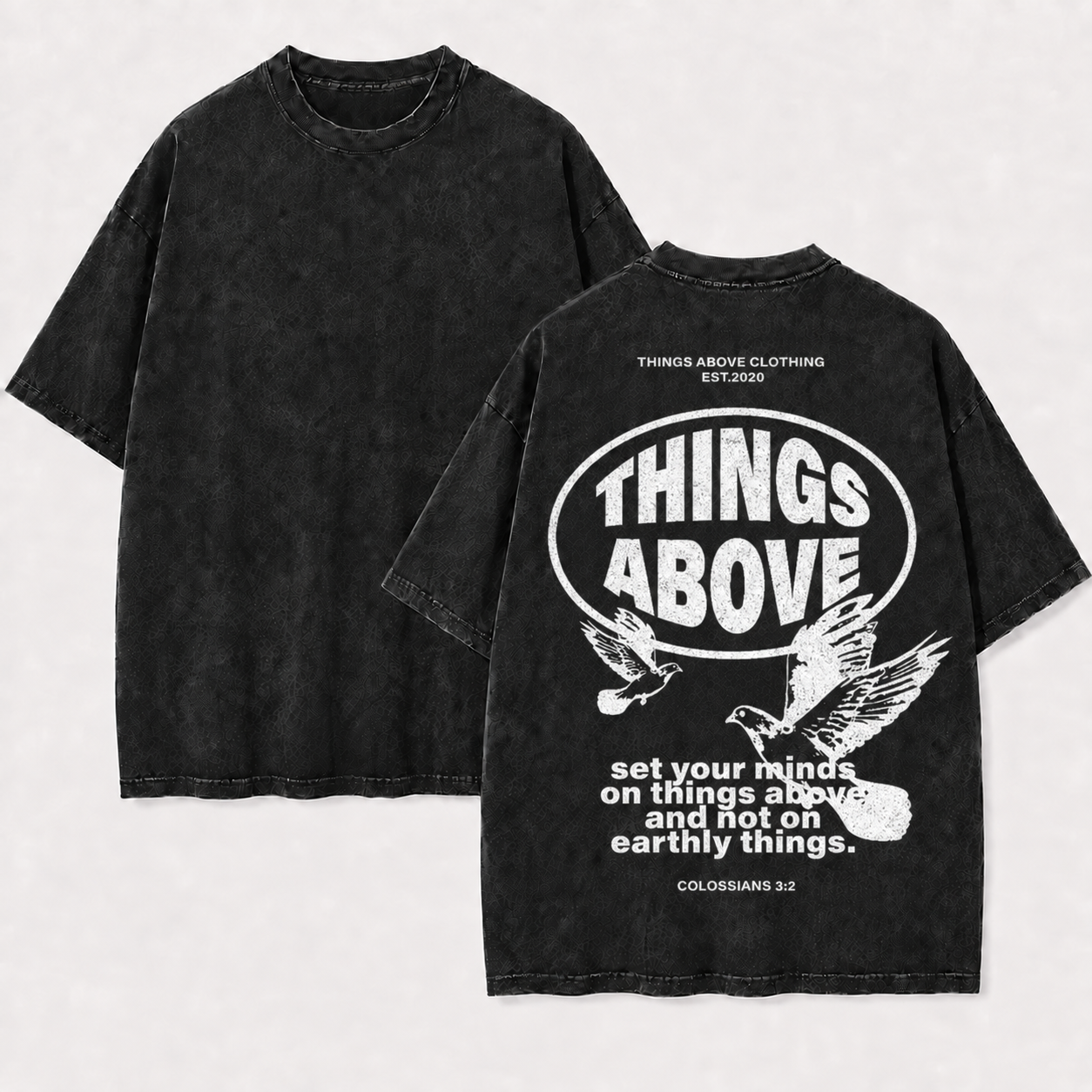 Things Above Clothing T-Shirt - Vintage Wash Unisex Tee, Christian Faith Graphic Tshirt