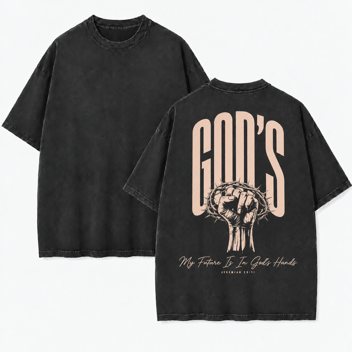 My Future Is in God’s Hands T-Shirt - Vintage Wash Unisex Tee, Jeremiah 29:11 Christian Graphic Shirt