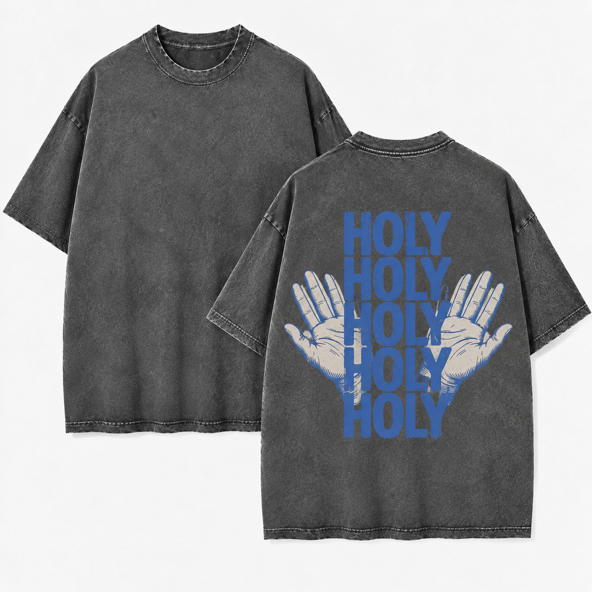 Holy Holy Holy T-Shirt - Vintage Wash Unisex Tee, Christian Faith Graphic Shirt