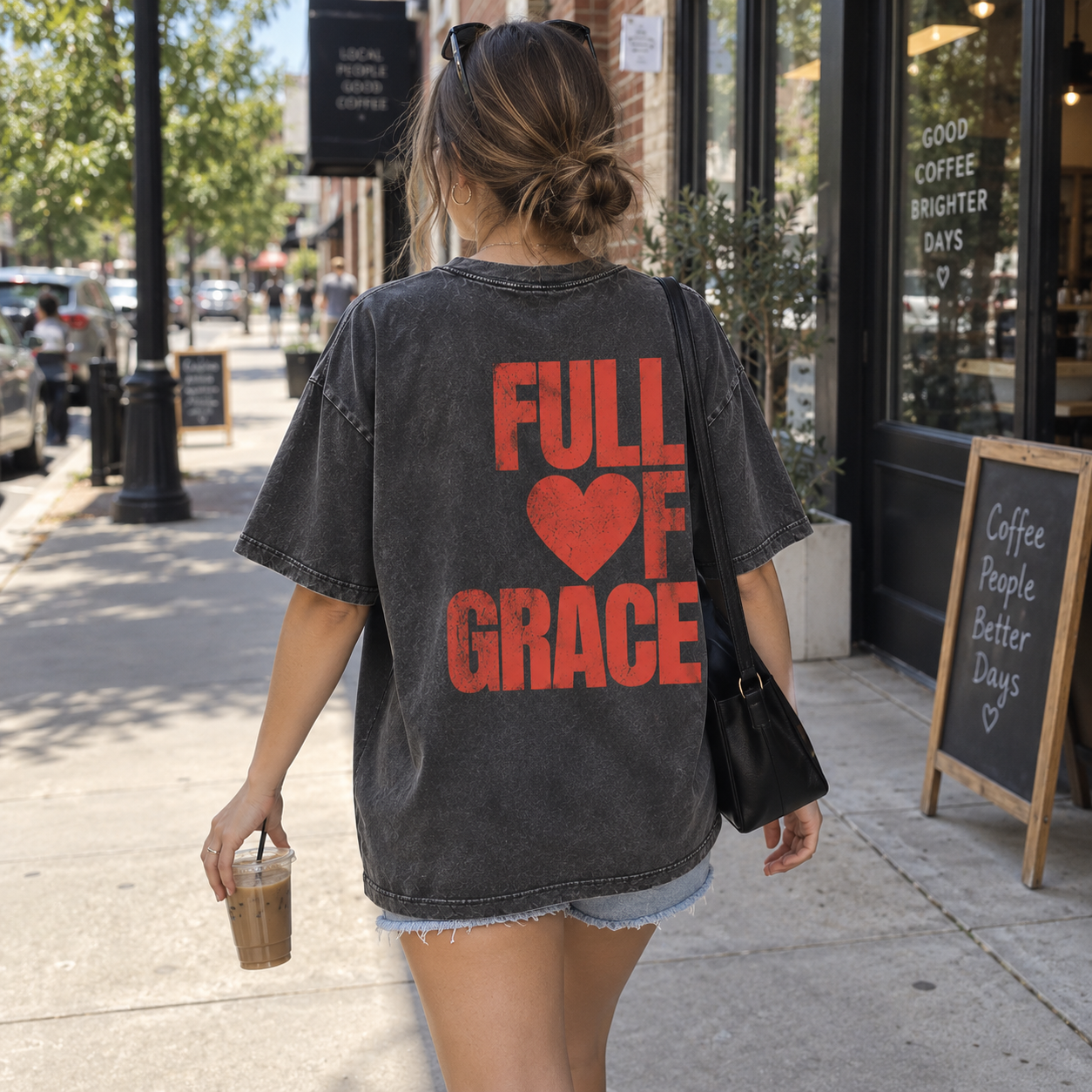 Full of Grace T-Shirt - Vintage Wash Unisex Tee, Christian Faith Graphic Shirt