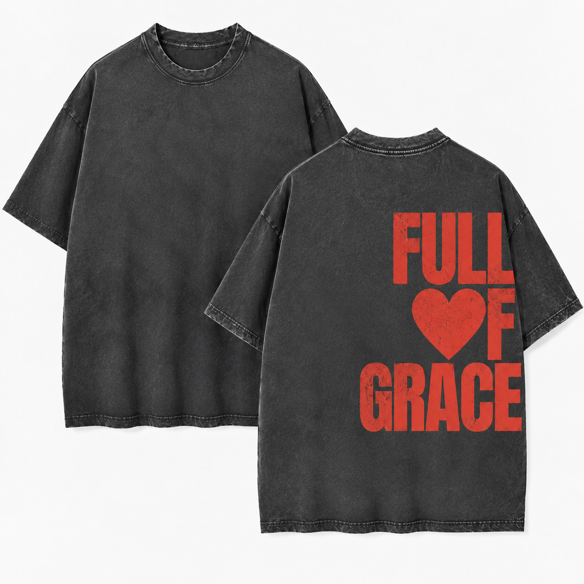 Full of Grace T-Shirt - Vintage Wash Unisex Tee, Christian Faith Graphic Shirt
