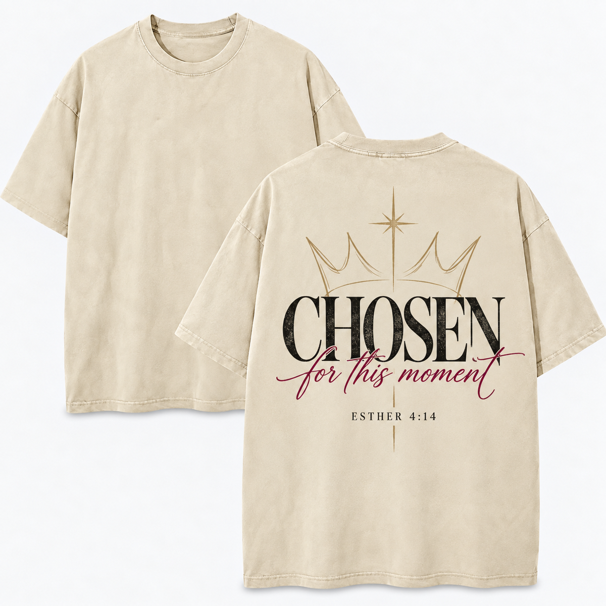 Chosen for This Moment T-Shirt - Vintage Wash Unisex Tee, Esther 4:14 Christian Faith Graphic Shirt