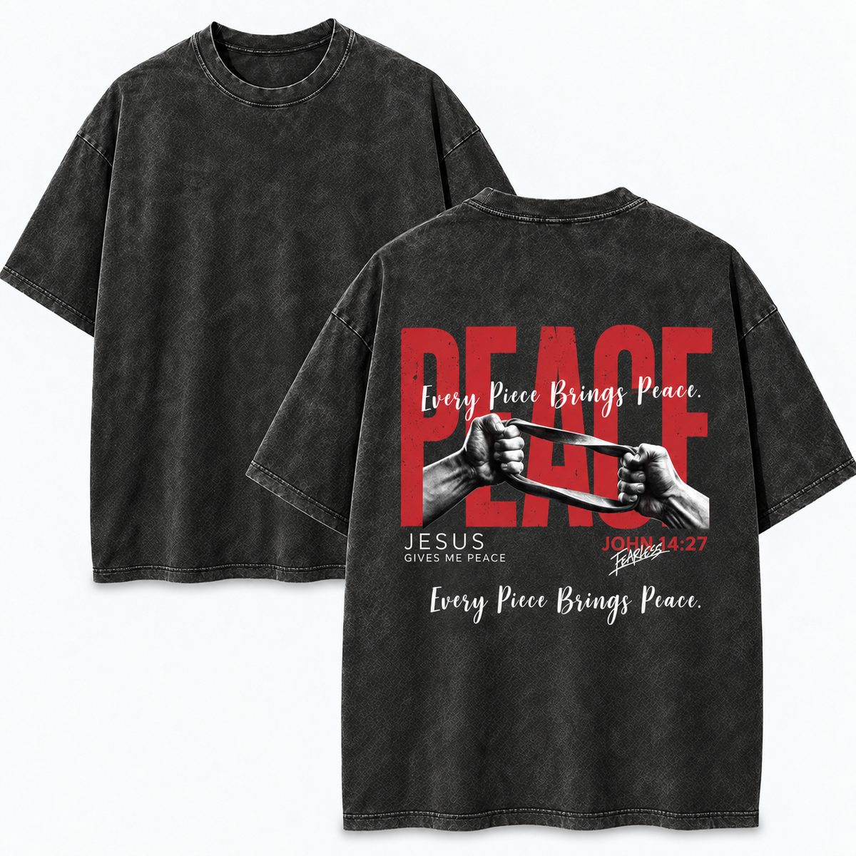 Every Piece Brings Peace T-Shirt - Vintage Wash Unisex Tee, John 14:27 Christian Faith Graphic Shirt