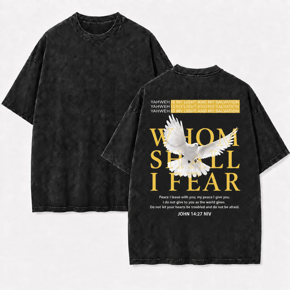 Whom Shall I Fear T-Shirt - Vintage Wash Unisex Tee, Christian Faith Graphic Shirt
