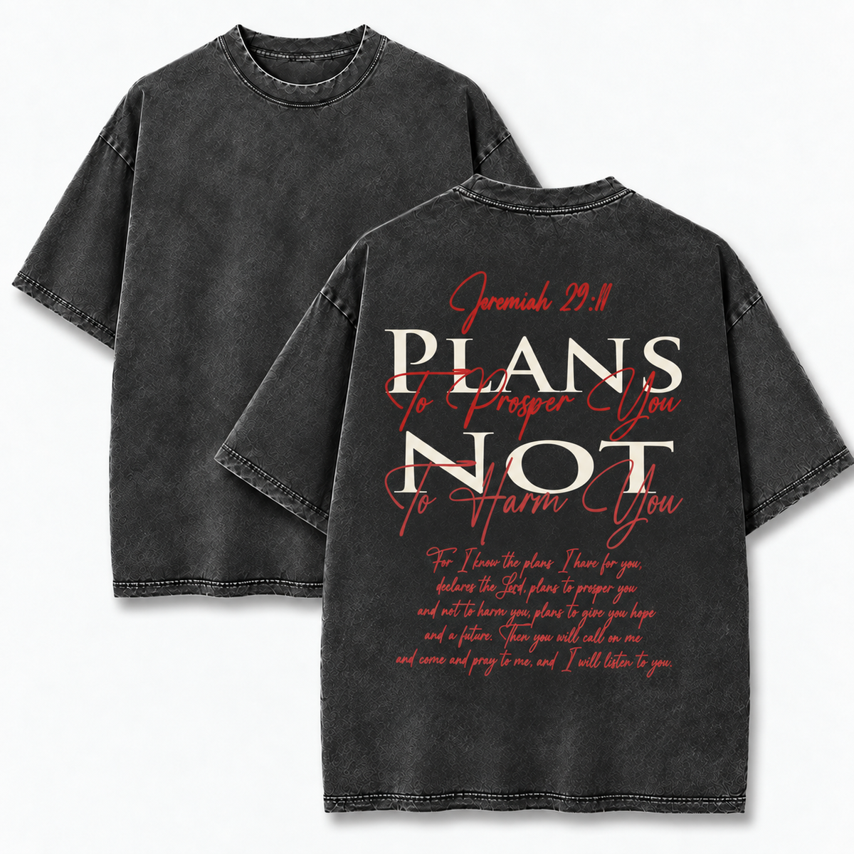 Plans to Prosper You T-Shirt - Vintage Wash Unisex Tee, Jeremiah 29:11 Christian Faith Graphic Shirt