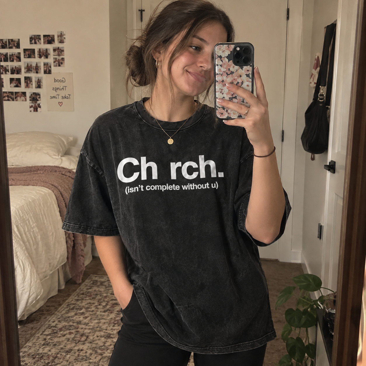 Church Isn’t Complete Without U T-Shirt - Vintage Wash Unisex Tee, Christian Faith Graphic Shirt