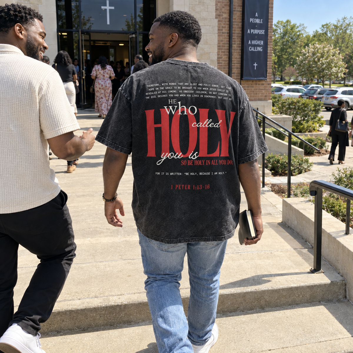 He Who Called You Is Holy T-Shirt - Vintage Wash Unisex Tee, 1 Peter 1:13-16 Christian Faith Graphic Shirt