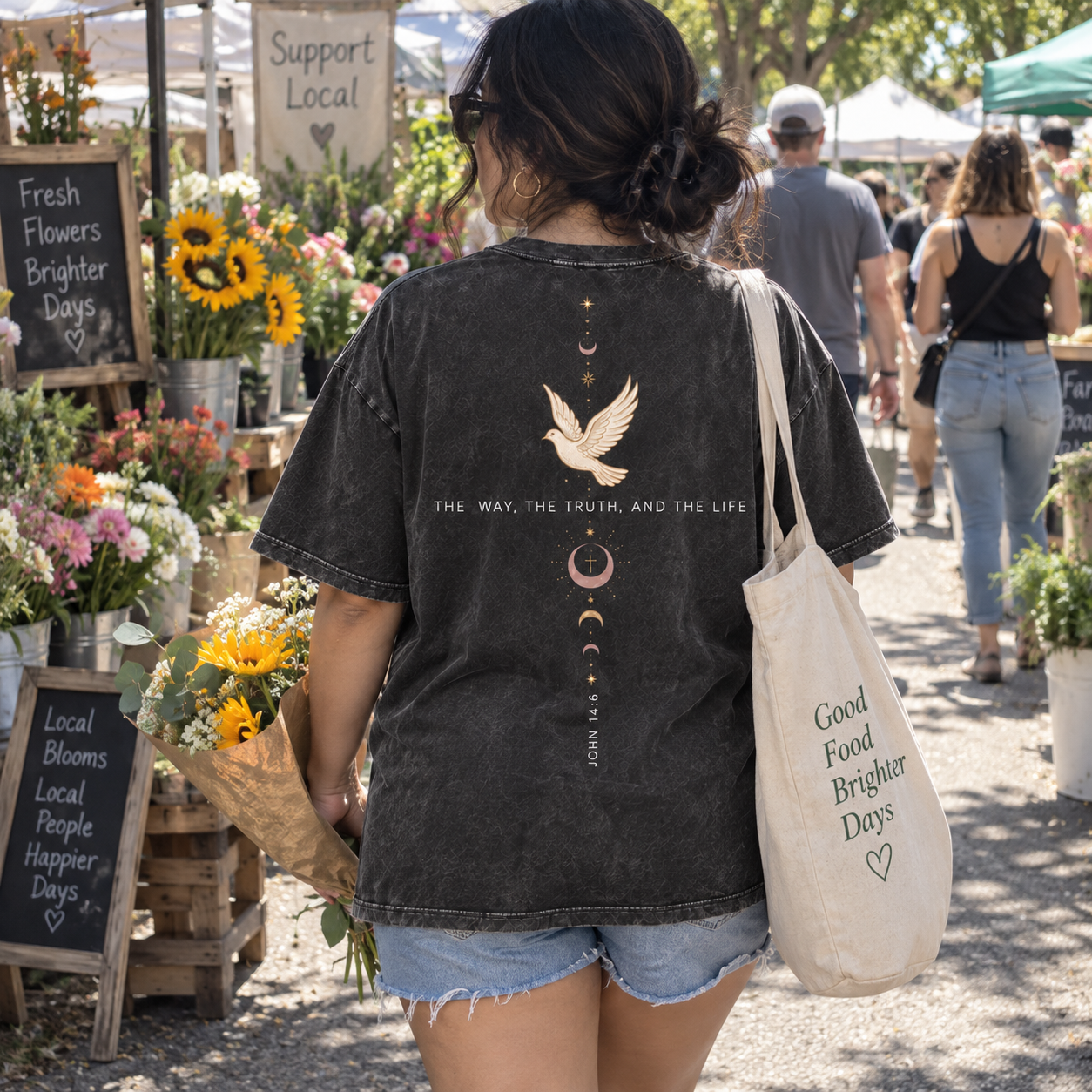 The Way, the Truth, and the Life T-Shirt - Vintage Wash Unisex Tee, John 14:6 Christian Faith Graphic Shirt