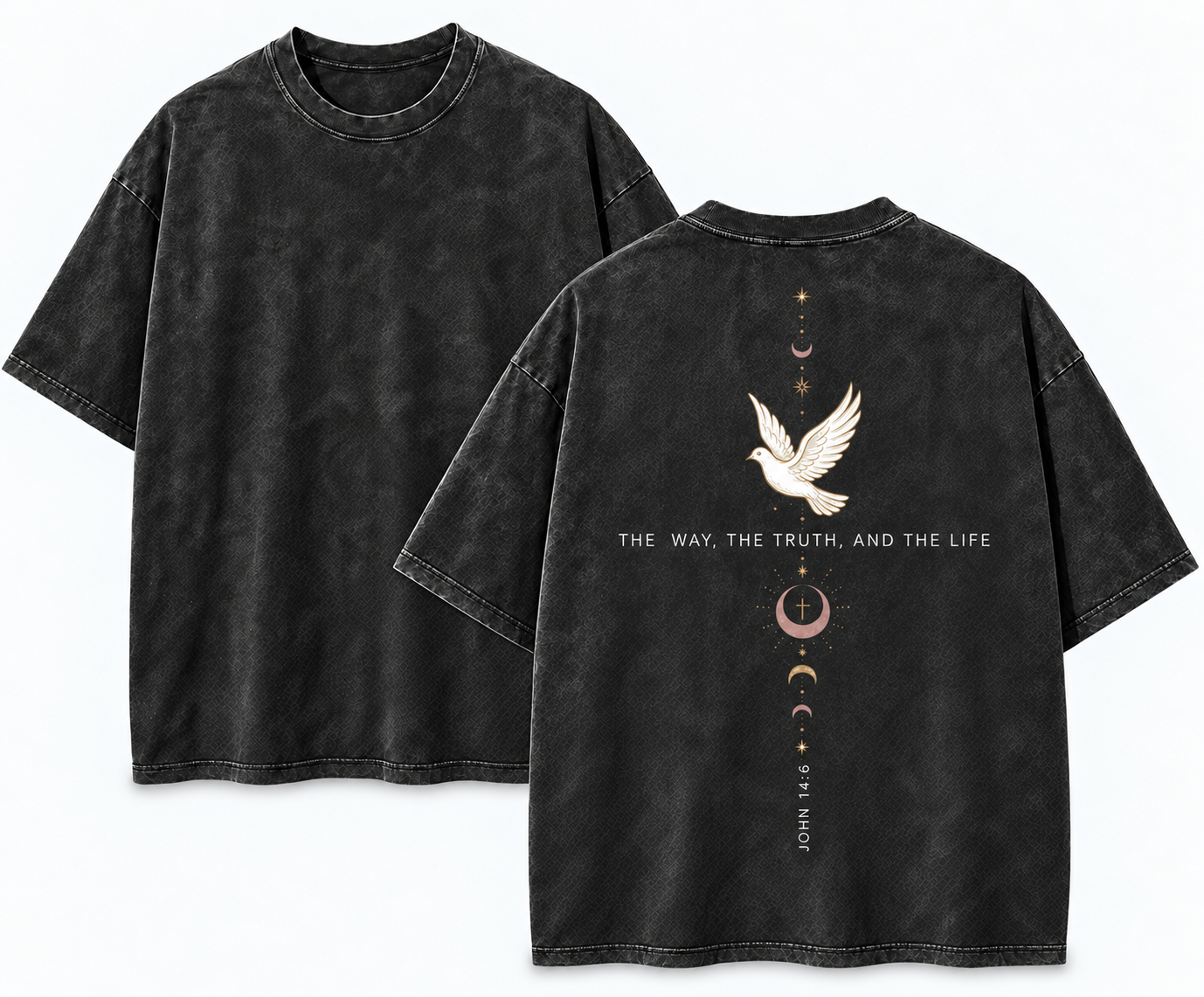 The Way, the Truth, and the Life T-Shirt - Vintage Wash Unisex Tee, John 14:6 Christian Faith Graphic Shirt
