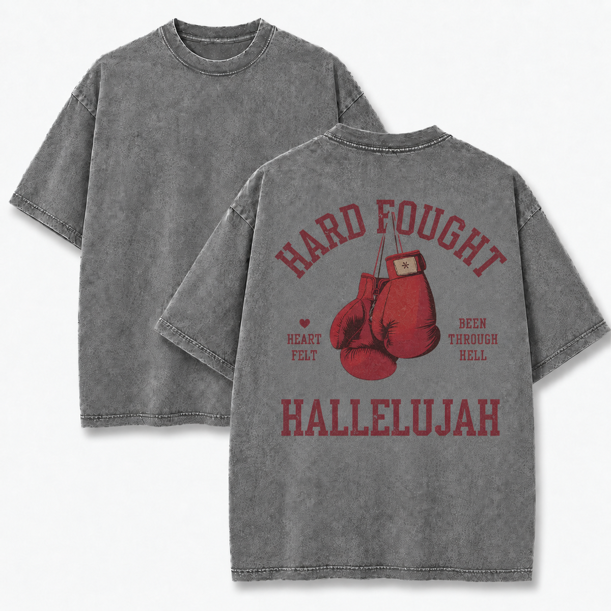 Hard Fought Hallelujah T-Shirt - Vintage Wash Unisex Tee, Christian Faith Graphic Shirt