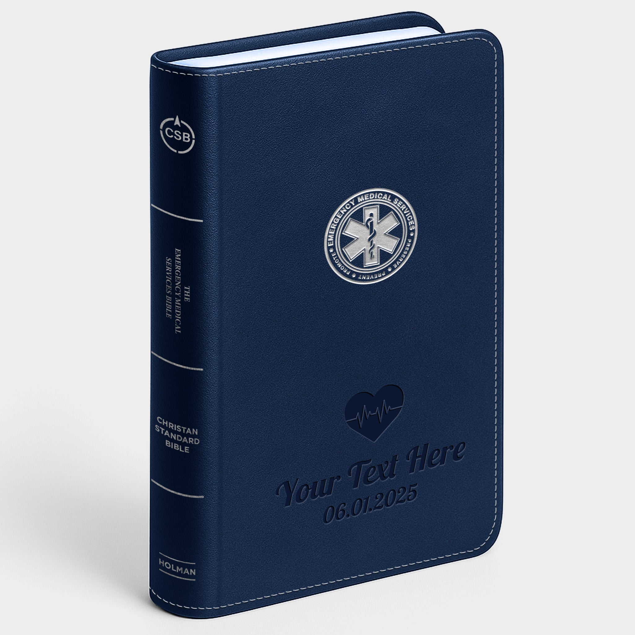 Personalized CSB EMS Bible, Red Letter - Navy - Engraved Icon