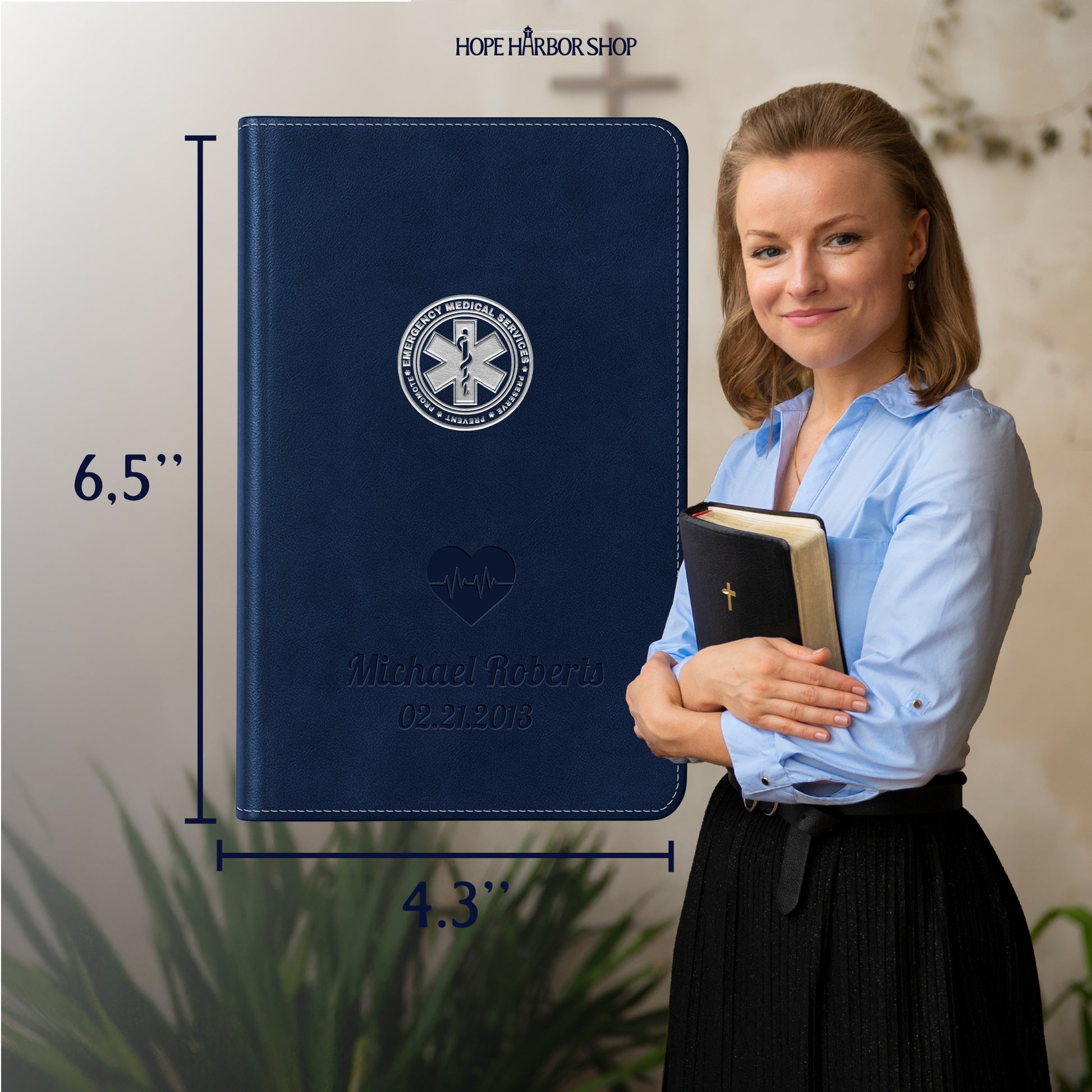 Personalized CSB EMS Bible, Red Letter - Navy - Engraved Icon