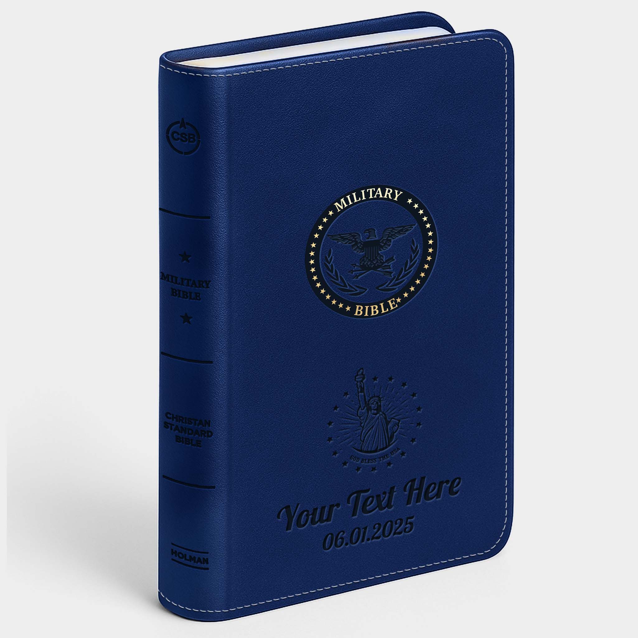 Personalized CSB Military Bible, Red Letter - Royal - Engraved Icon