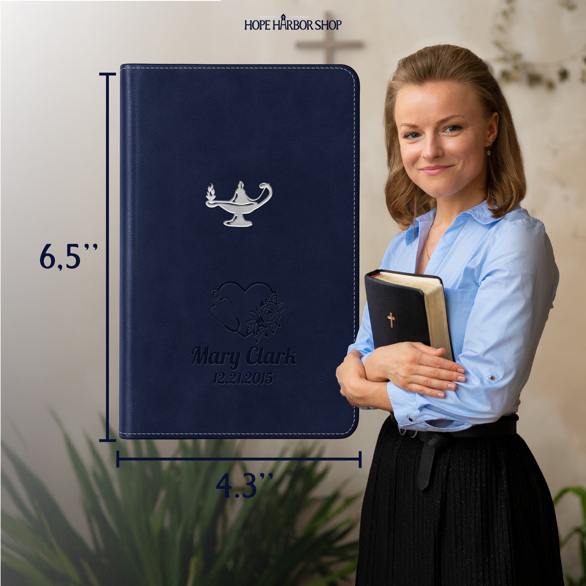 Personalized CSB Nurse's Bible, Red Letter - Navy - Engraved Icon