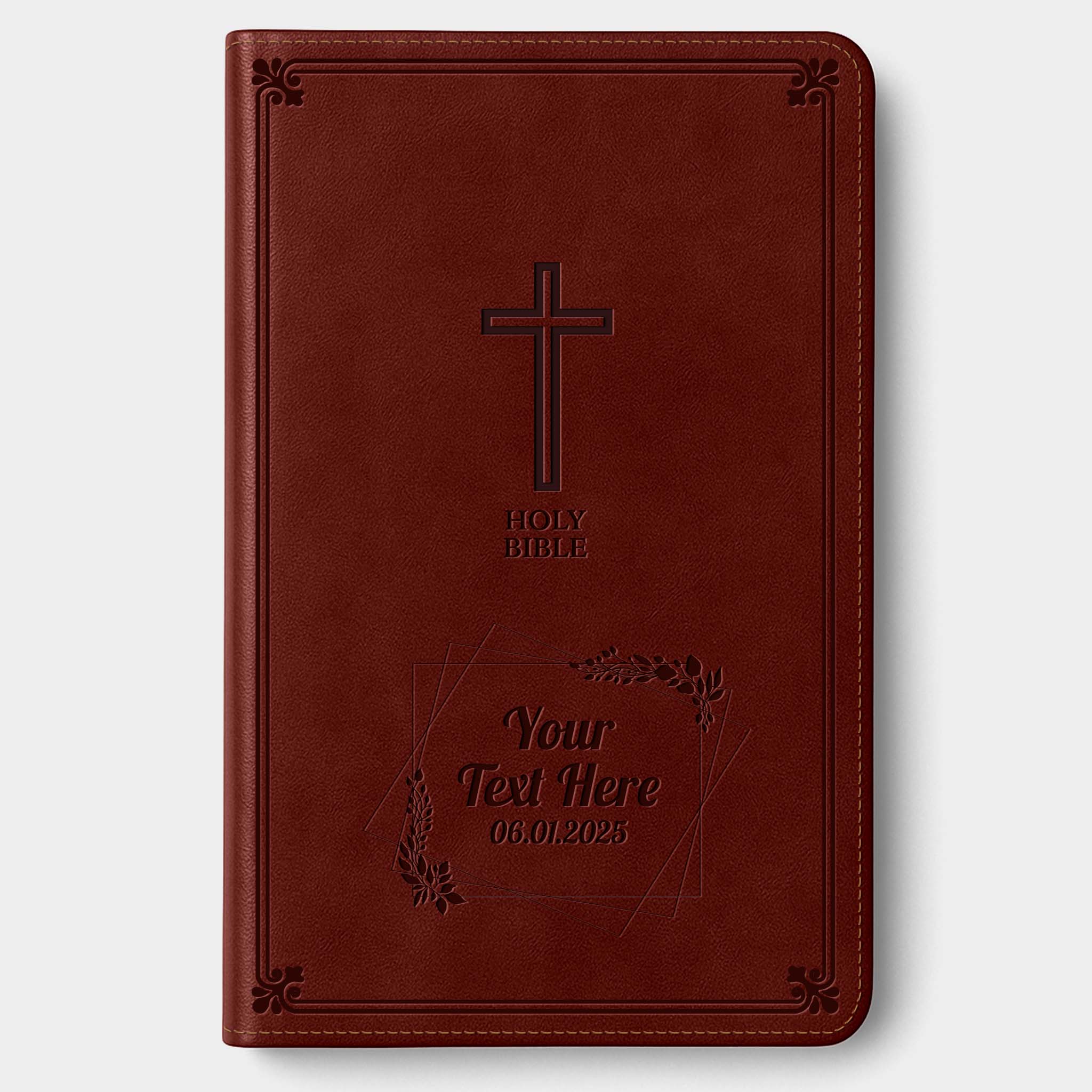 Personalized KJV Bible Auburn - Engraved Cross Floral Frame