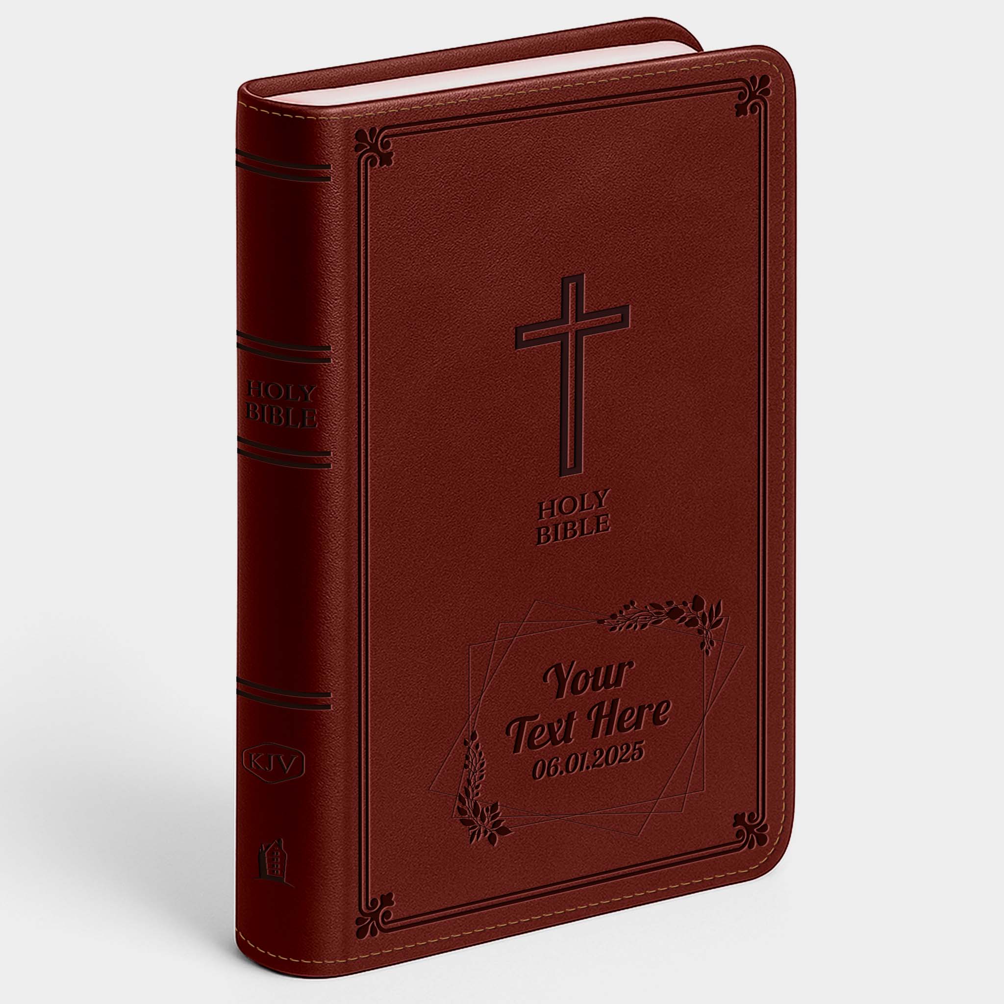 Personalized KJV Bible Auburn - Engraved Cross Floral Frame