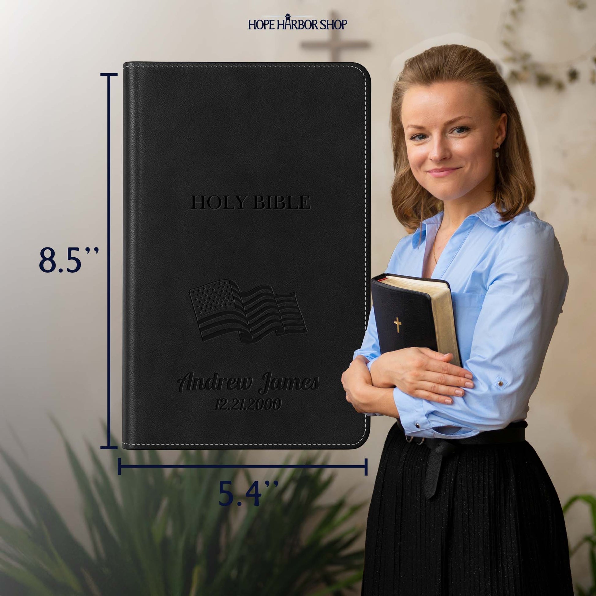 Personalized KJV Bible Black - Engraved USA Patriotic