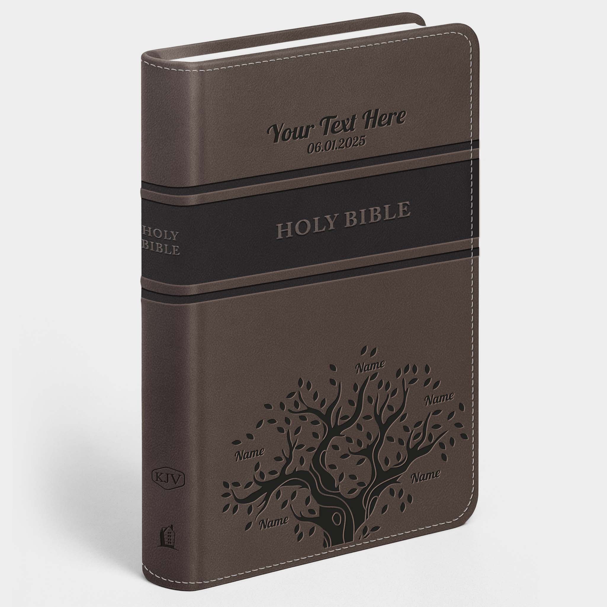 Personalized KJV Bible Gray Deluxe - Engraved Family Tree
