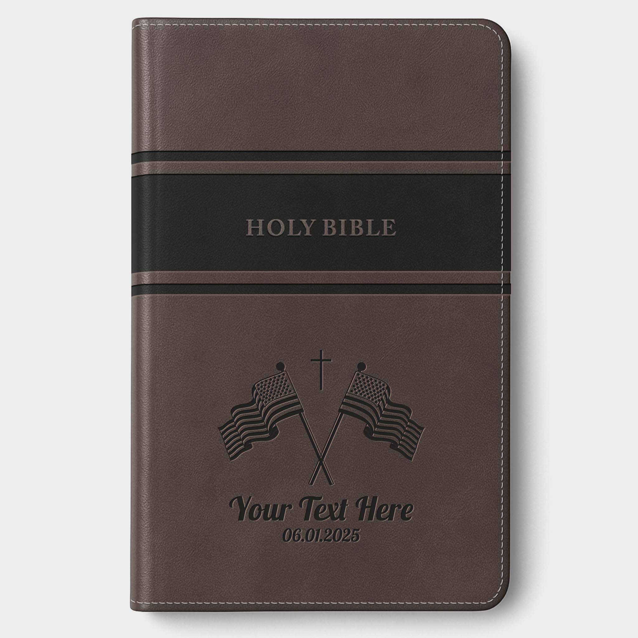 Personalized KJV Bible Gray Deluxe - Engraved USA Patriotic