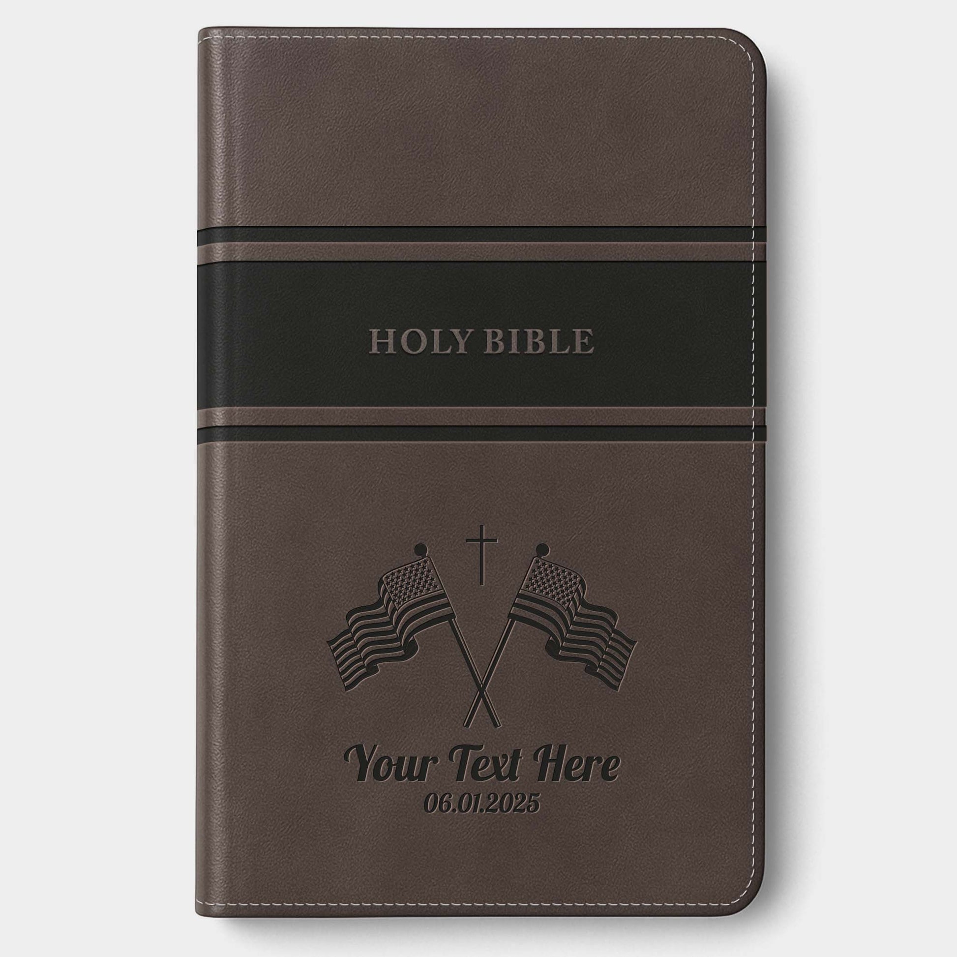 Personalized KJV Bible Gray Deluxe - Engraved USA Patriotic
