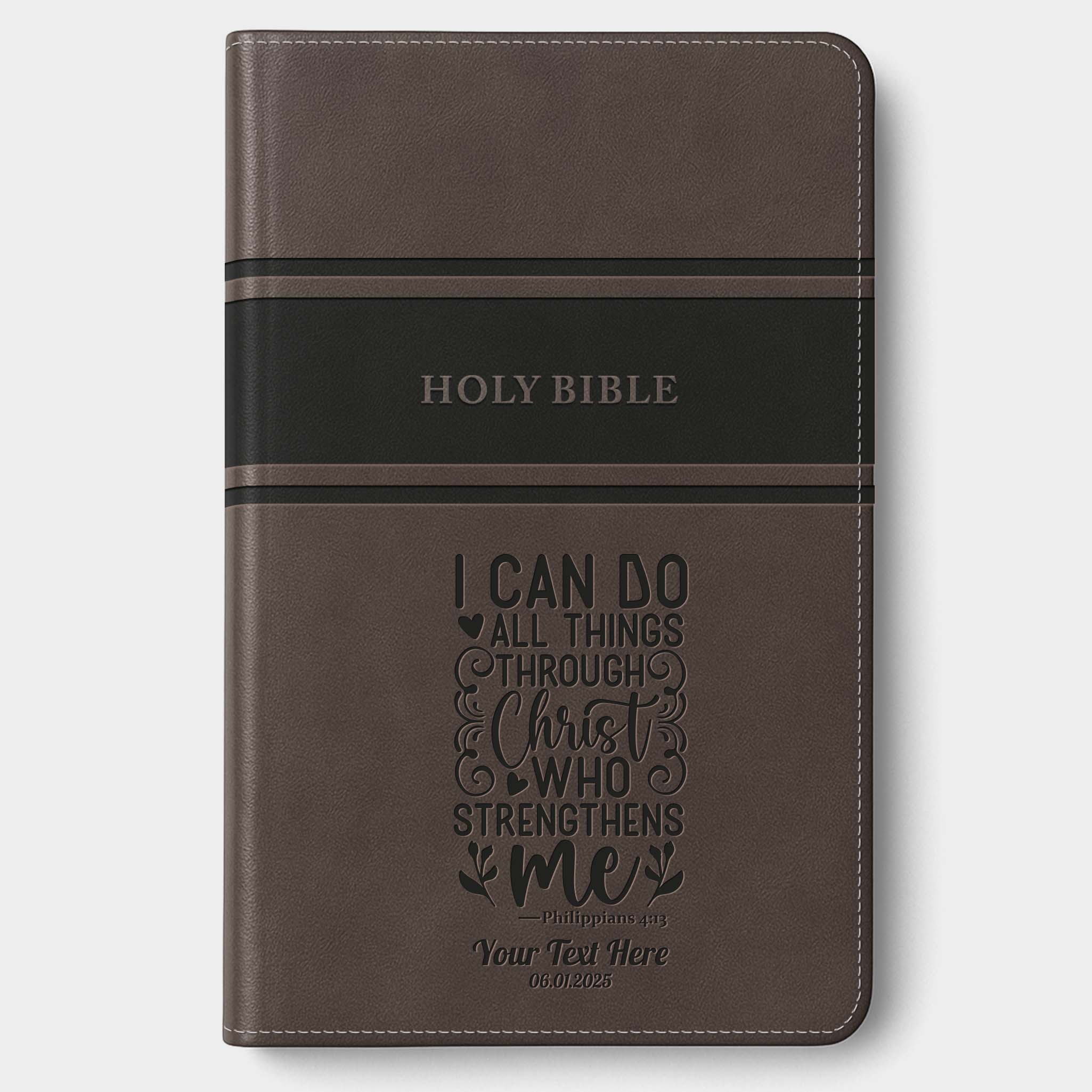 Personalized KJV Bible Gray Deluxe - Engraved Verse
