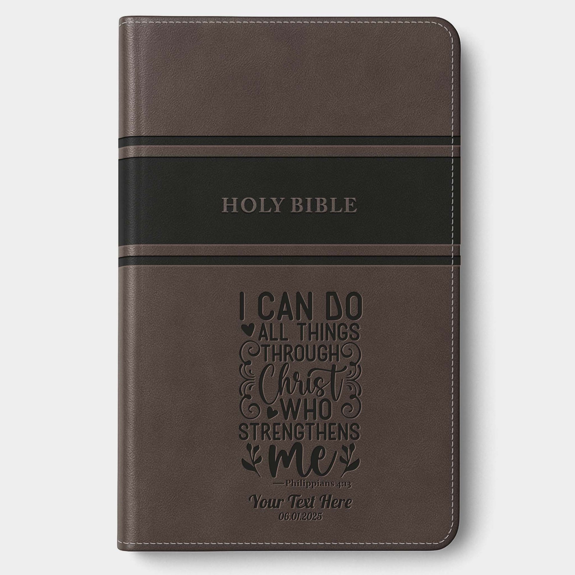 Personalized KJV Bible Gray Deluxe - Engraved Verse