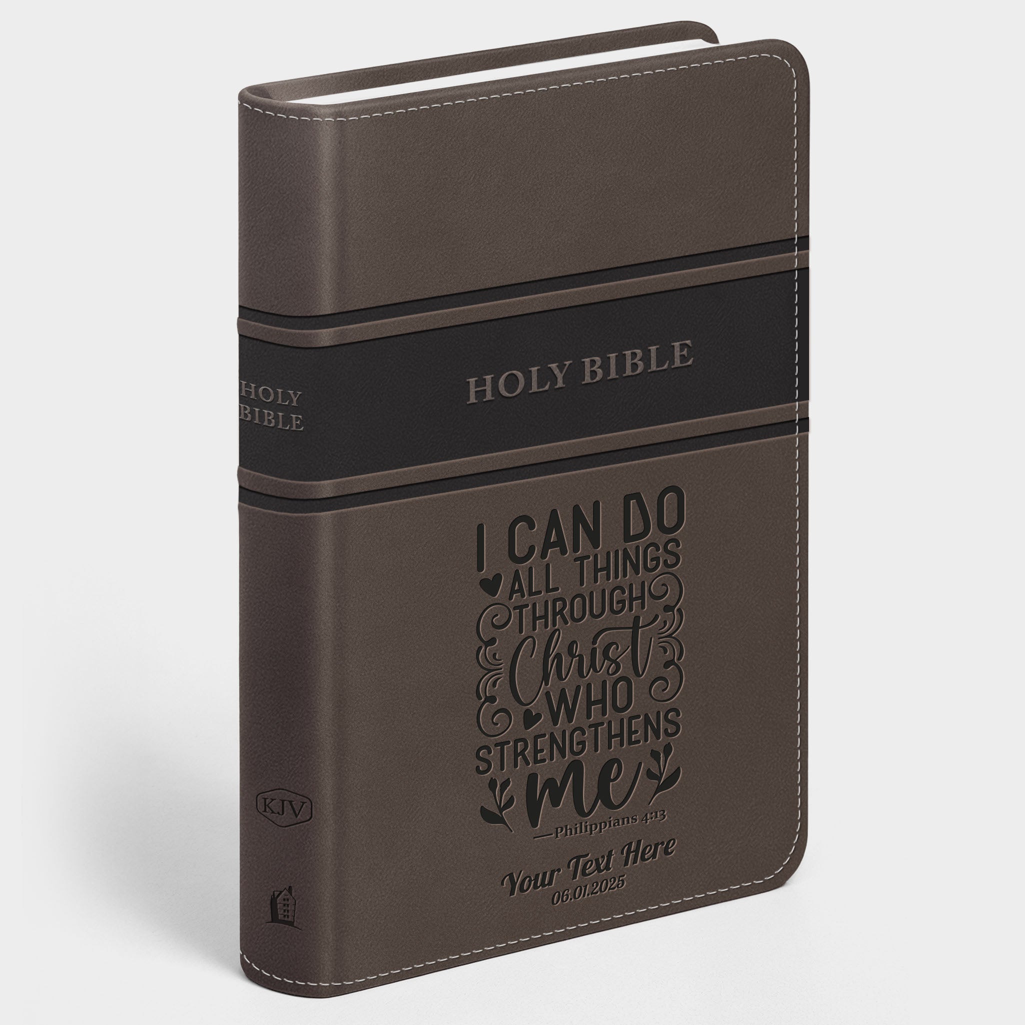 Personalized KJV Bible Gray Deluxe - Engraved Verse