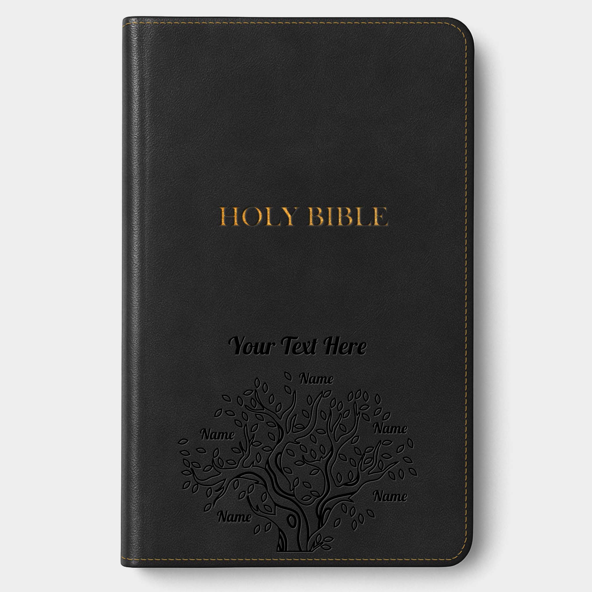 Personalized KJV Bible Black Thinline - Red Letter - Engraved Family Tree