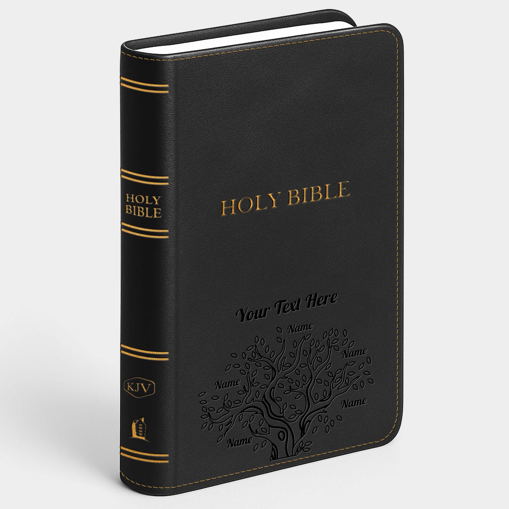 Personalized KJV Bible Black Thinline - Red Letter - Engraved Family Tree