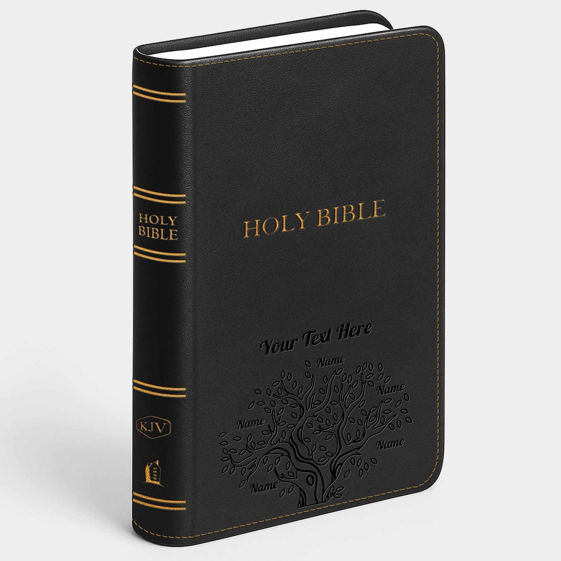 Personalized KJV Bible Black Thinline - Red Letter - Engraved Family Tree