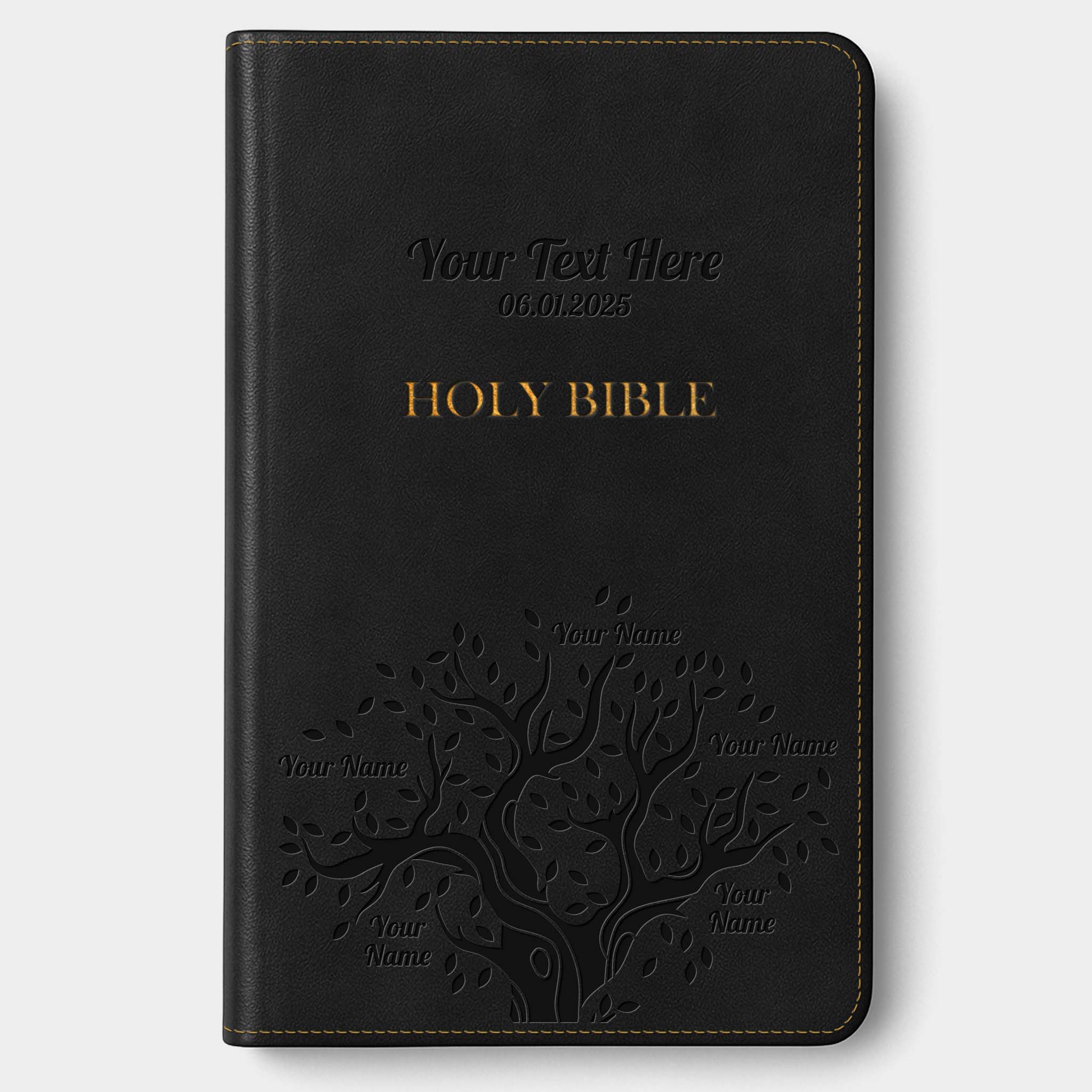 Personalized KJV Bible Black Thinline - Red Letter - Engraved Family Tree
