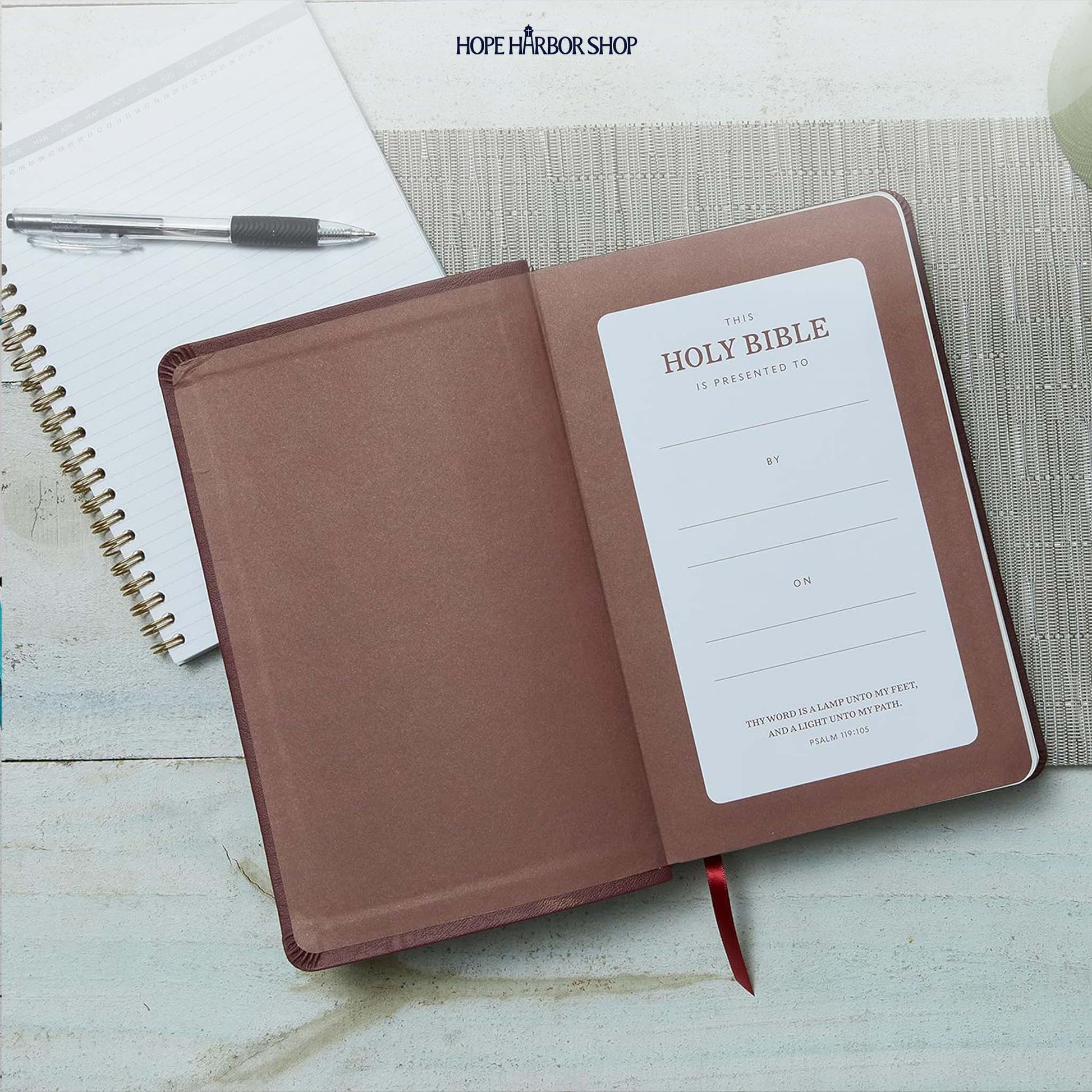 Personalized KJV Bible Black Thinline - Red Letter - Engraved Floral Frame