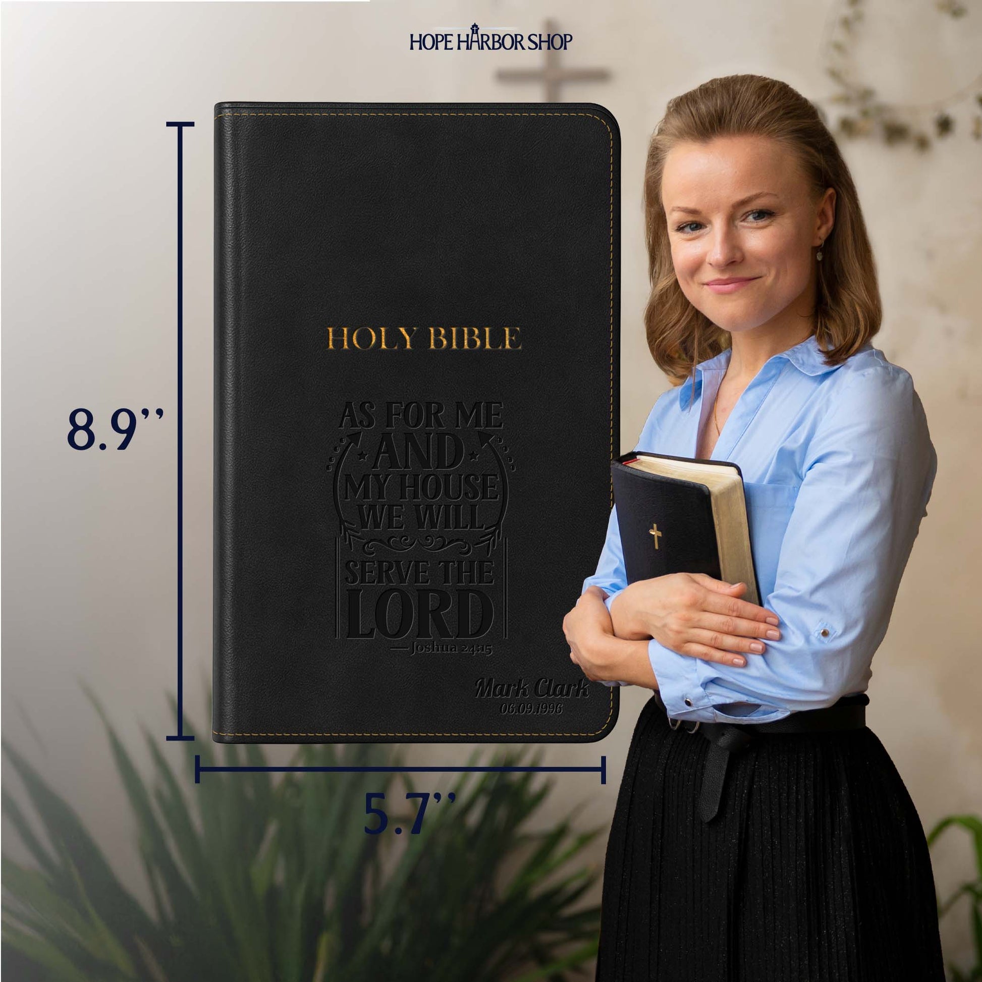 Personalized KJV Bible Black Thinline - Red Letter - Engraved Verse